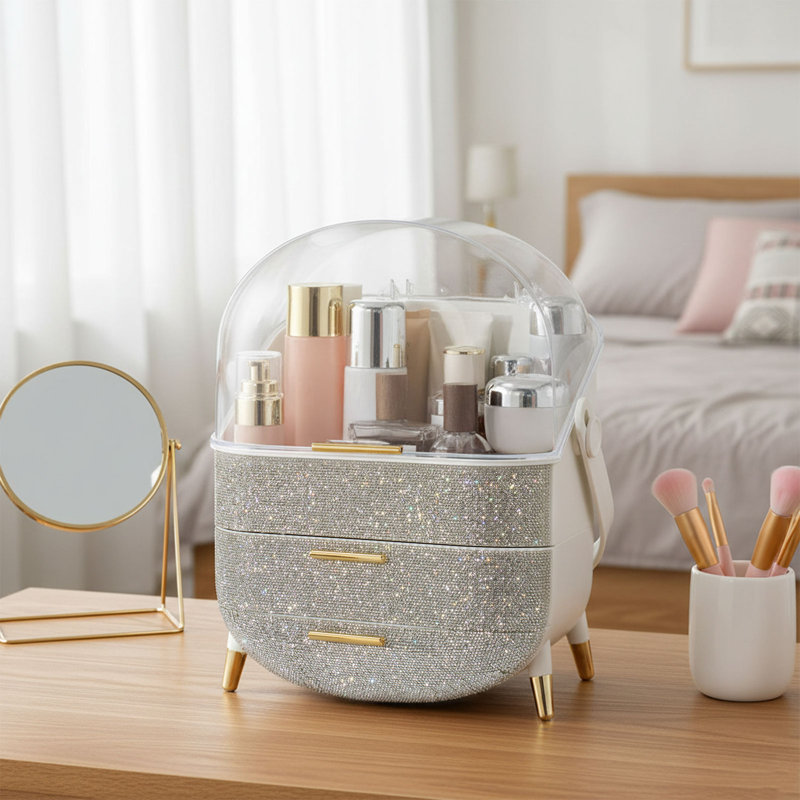 Plastic Makeup Organiser, White