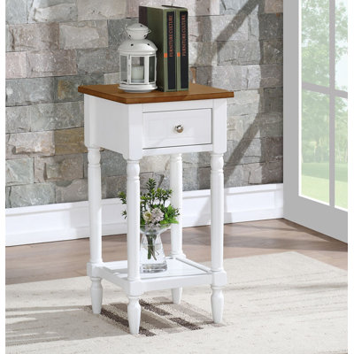 Table de bout avec tiroir et pieds en bois massif Mayall