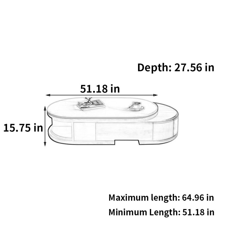 Light Luxury Retractable Rock Slab Coffee Table