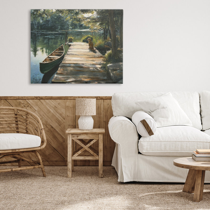 Lake Life Dog on Dock Canvas, design by Sara Culpepper, 24" H x 30" W