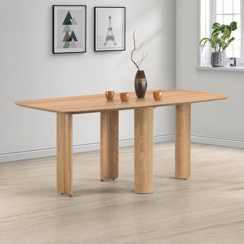 Coral Sculpted Leg Rectangular Wood Dining Table, Oak