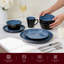 Service de table 8 pièces en grès HomeVSS ColorCore, intérieur bleu lustré et extérieur noir mat, pour 2 personnes-410468474