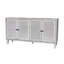 Accent Cabinet 4 Shutter Door Wooden Storage, Distressed White Finish For Elegant And Practical Home Decor