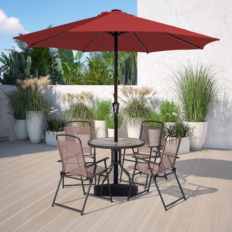 Parasol de marché avec manivelle Beka, Rouge, H 99,6 po x l 132 po x P 132 po