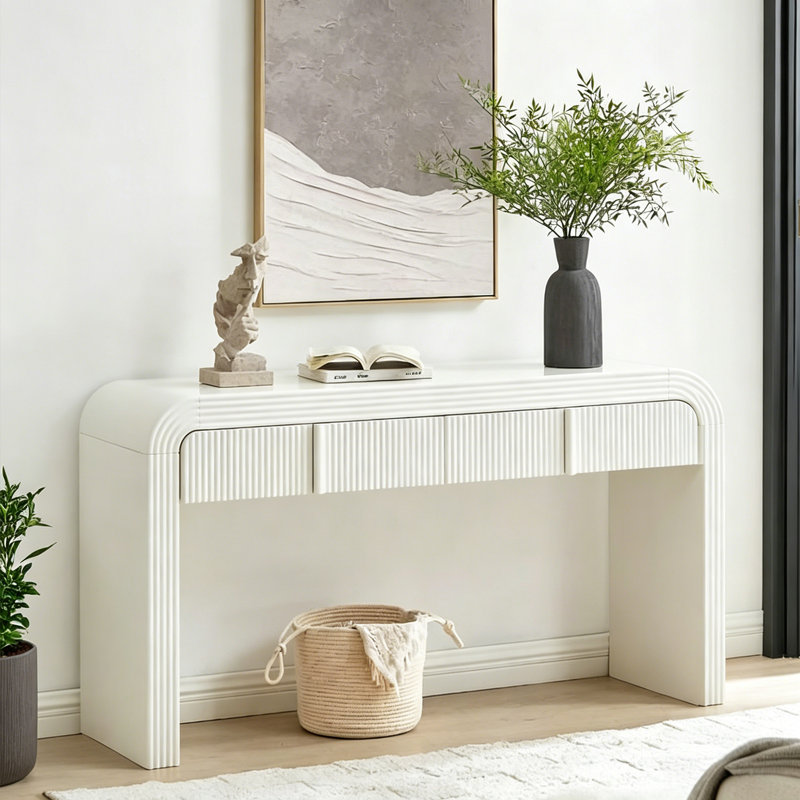 Console de style crème simple, H 30,7 po x l 47,2 po x P 13,8 po