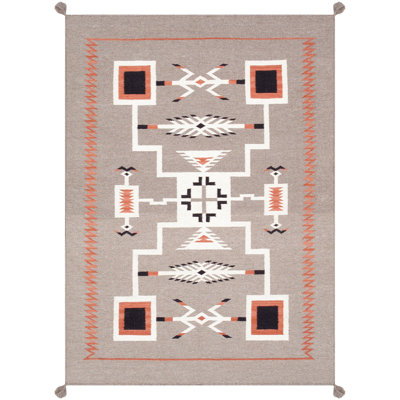 Tapis marocain rectangulaire en laine / coton marocain fait à la main 5 pi 1 po x 7 pi