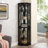 Lighted Corner Curio Cabinet - Elegant Display Case For Living Room, Antique Collectibles, And Wine Glass Storage-315786663