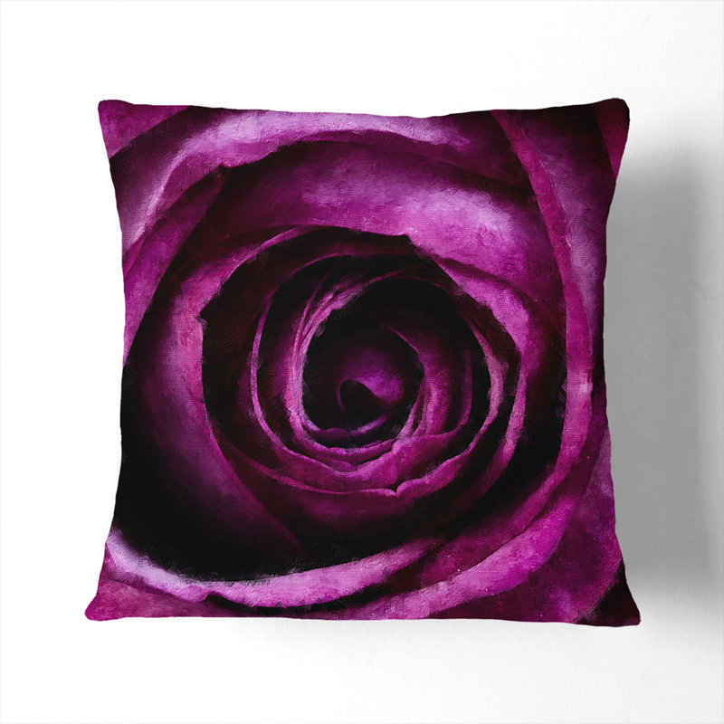 Purple Rose Flower Vol.2 Painting Square Throw Cushion, White, 55cm H x 55cm W x 20cm D