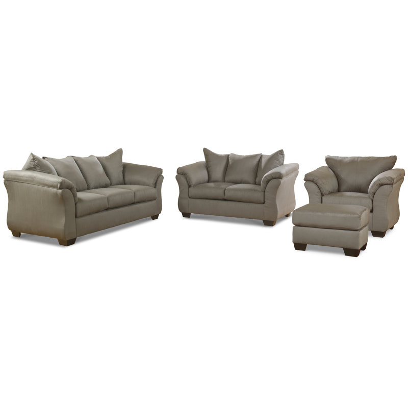 Canapé, causeuse, fauteuil et repose-pieds Darcy, Gris