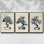 Slate Floral I, ensemble de 3 toiles encadrées sur toile-97706510-97706509
