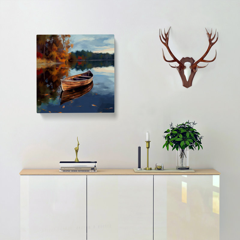 Boat On A Lake Digital - Print, 35cm H x 35cm W x 3cm D