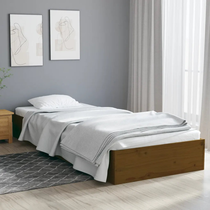Bed Frame Solid Wood, natural, Small Single (2'6)