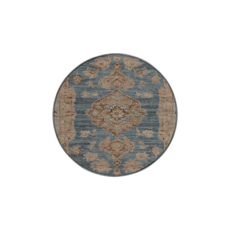 Tapis gris lavable à la machine, Rond 5 pi