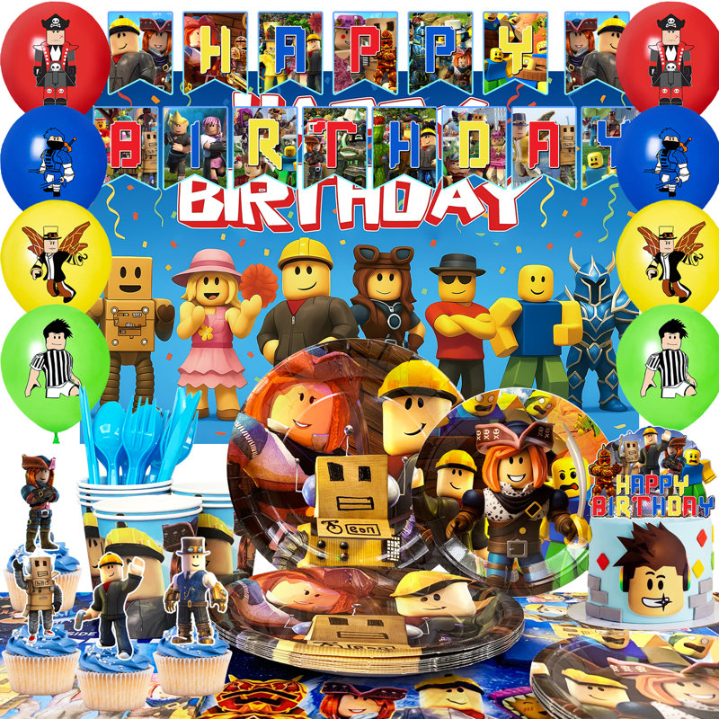 112 pièces décorations de fête Roblox, ensembles de vaisselle Roblox Birthday Decorations
