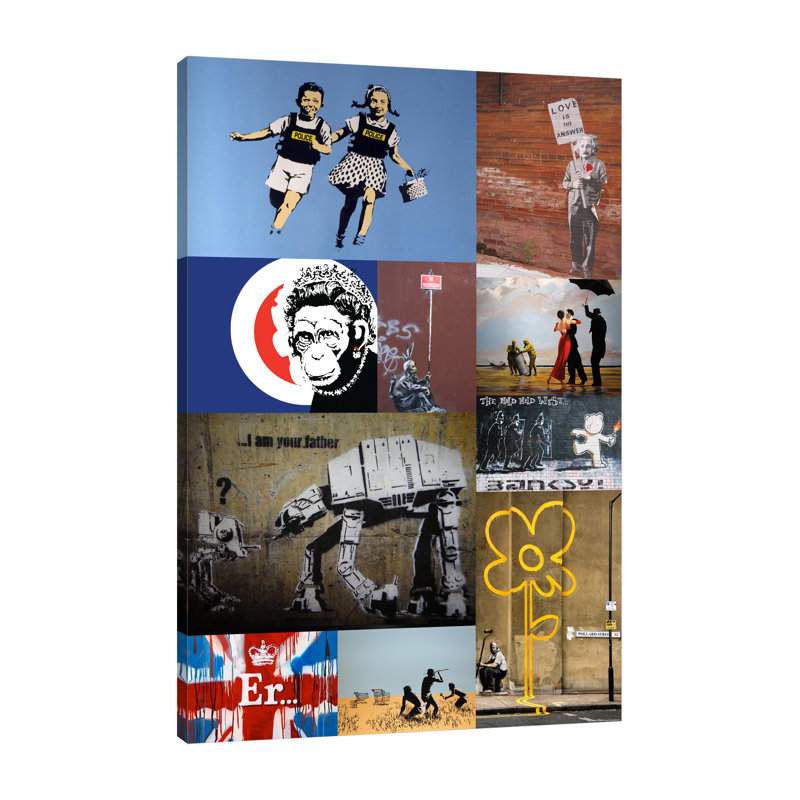 Banksy Colour Collage by Banksy - Wrapped Canvas Print, 46 cm H x 30 cm W x 4 cm D