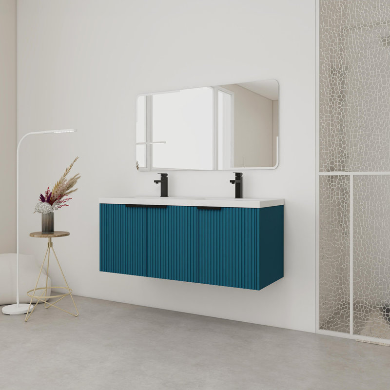 Meuble-lavabo mural, Bleu