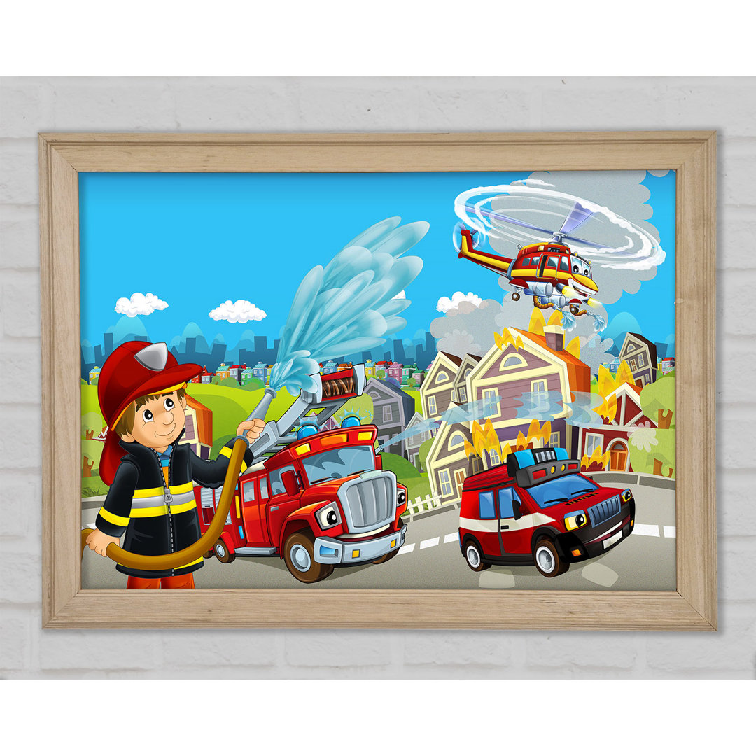 Fireman Rescue - Einzelner Bilderrahmen Kunstdrucke