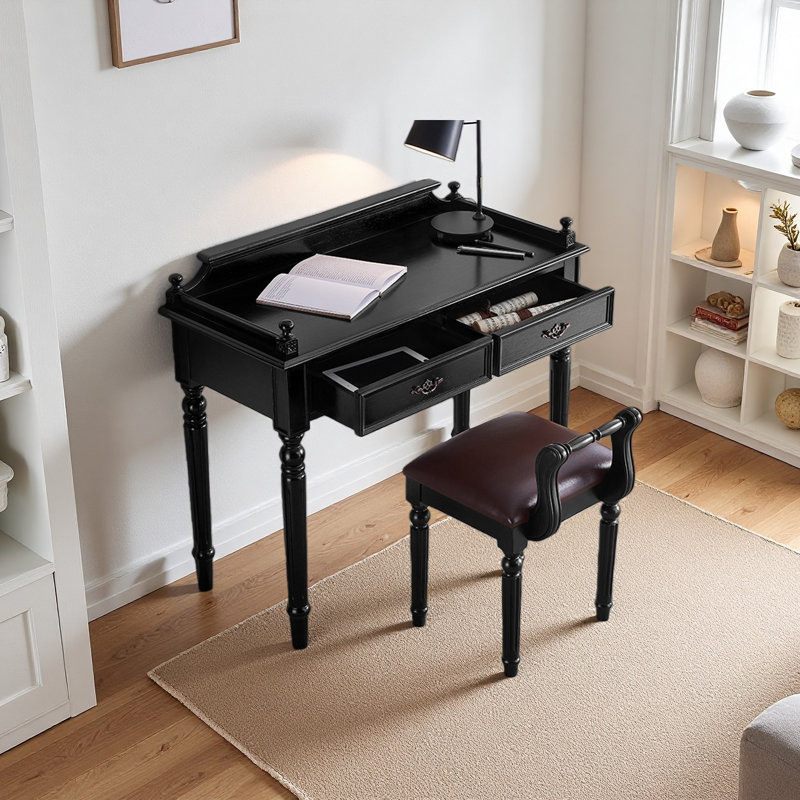 Bureau d'étude en bois d'hévéa massif, H 29,92 po x l 47,24 po x P 17,71 po