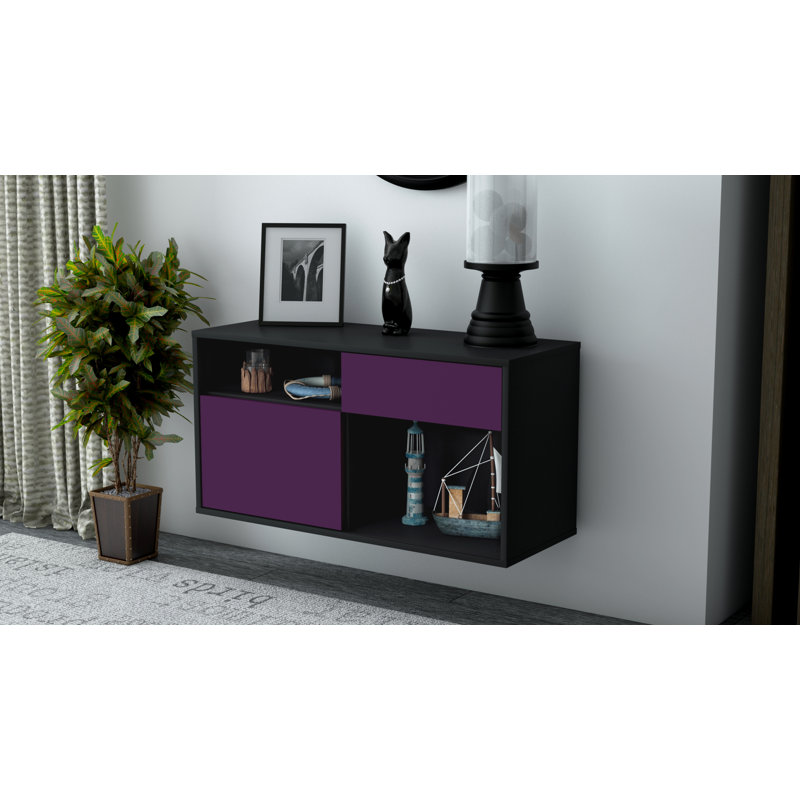 Fountaine Unfinished Floating TV Stand, Purple