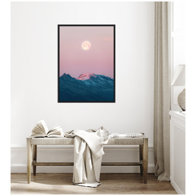 «Pastel Moonrise over Islandic Mountains» par Michael Schauer, reproduction d'art sur toile encadrée