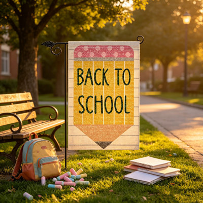 Courtyard landscape Back To Schools Pencil-Shaped Garden Flag Suitable For Campus Lawns And Outdoor Student Decorations