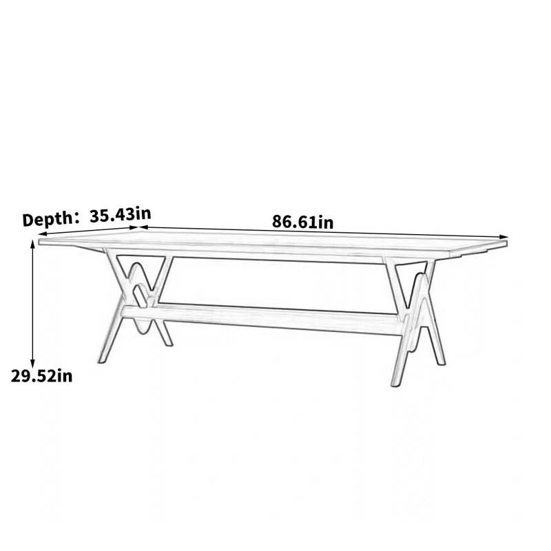 Table de salle à manger Nathasa Wabi-Sabi, H 29,52 po x L 86,61 po x l 35,43 po