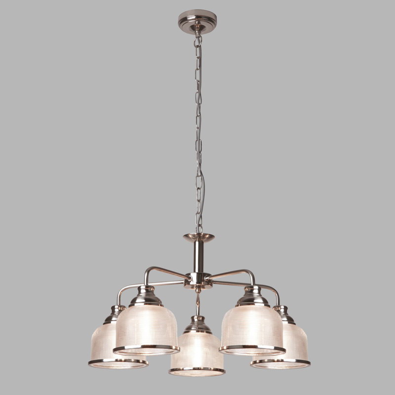 Asner 5 - Light Shaded Chandelier, Satin Silver