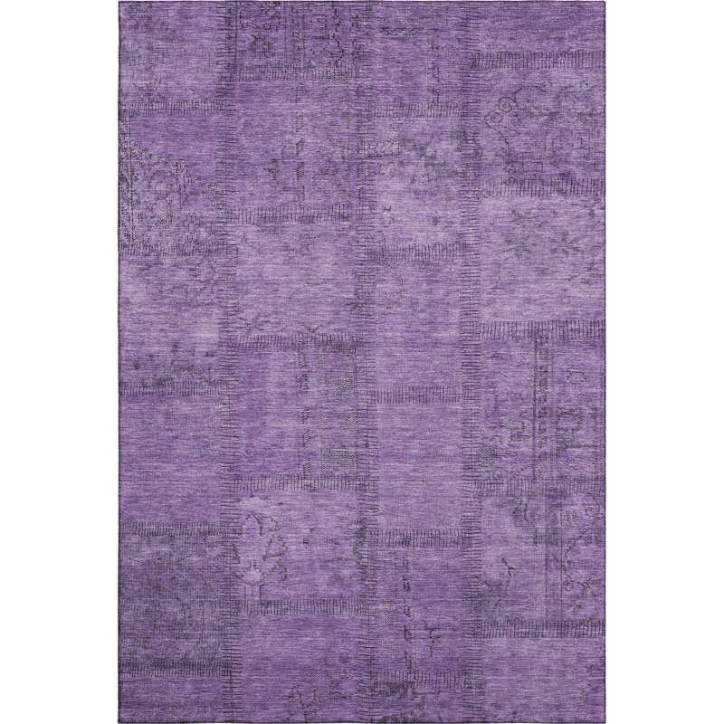 Premium Machine Washable Prisco Purple Rug, Rectangle 3' x 5'