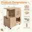 Station de ravitaillement en bois pour chat avec roues, mobilier multifonctionnel pour chat avec grattoir et 2 bols à nourriture intégrés