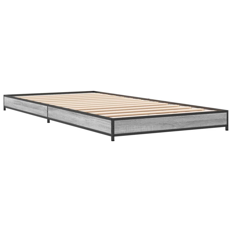 Vidaxl Bed Frame Engineered Wood And Metal, Grey Sonoma, Small Single (2'6)