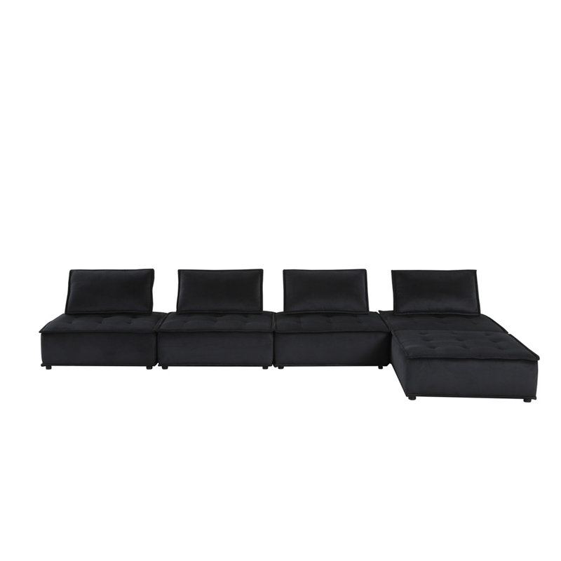 Velvet 5 Pc Sectional Sofa, 29" H x 120" W x 120" D