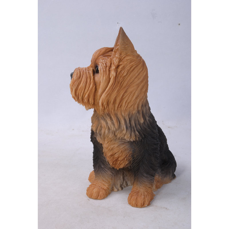 Adorable Brown and Black Sitting Yorkshire Terrier Dog Statue
