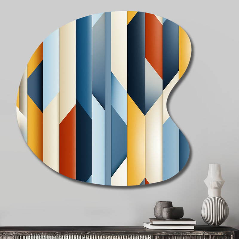 Coletti - Irregular Shape striped Metal Wall Decor, Asymmetrical Metal Wall Sculpture Print, 27" H x 27" W