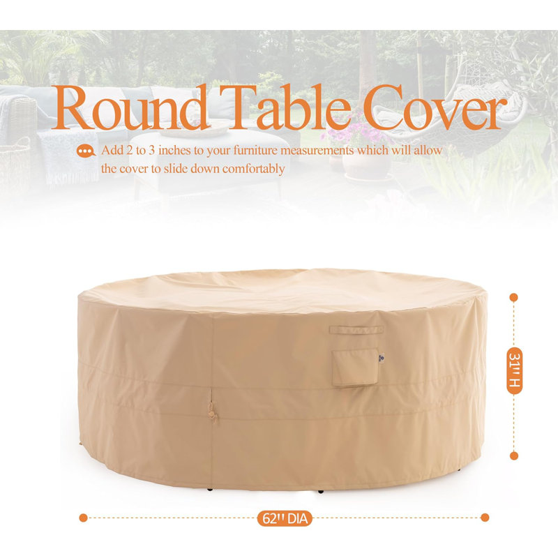 Beige Waterproof Rectangular Outdoor Furniture Cover with Drawstring