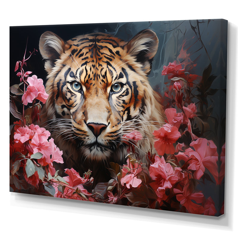 Tigre romantique sur toile, H 12 po x l 20 po x P 1 po, Toile tendue