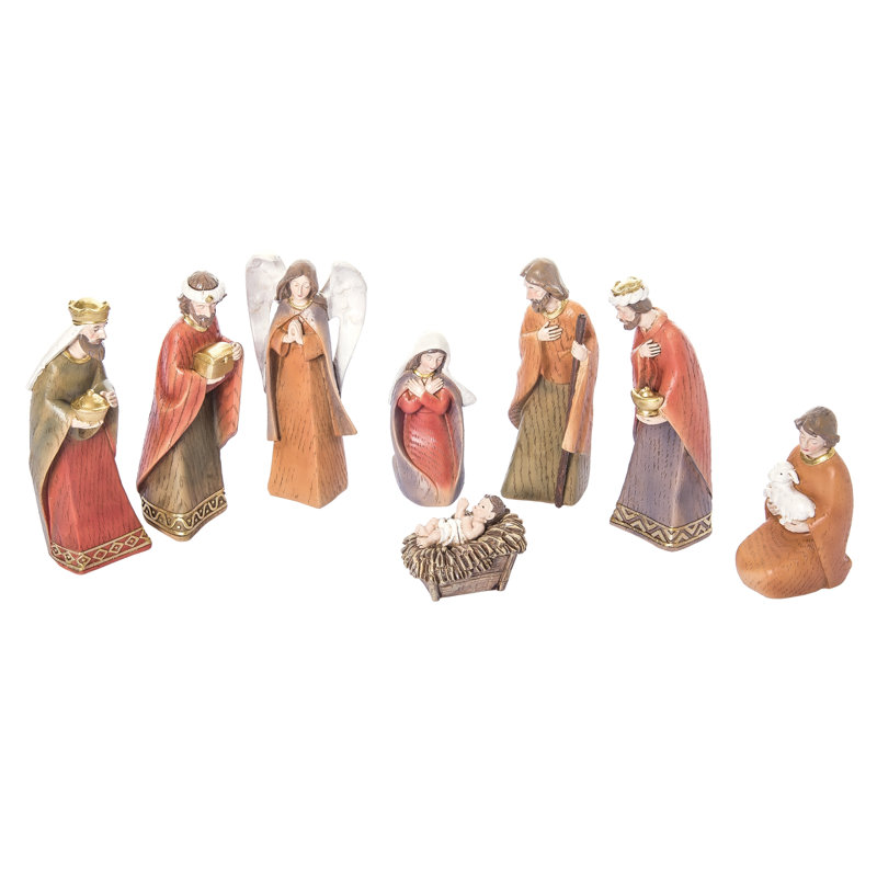 Ensemble de crèche de Noël en résine multicolore 6,5 po