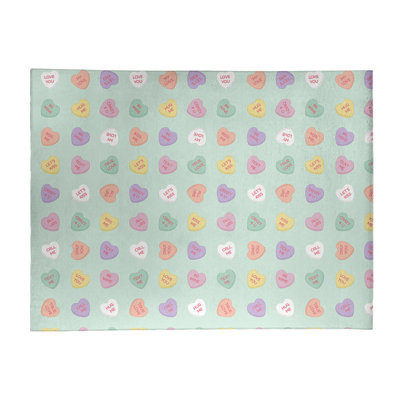 Tapis vert/rose/zone jaune fait main