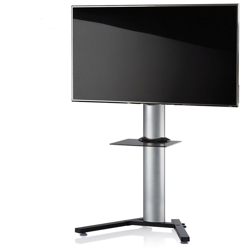 Reiser Unfinished TV Stand for TVs up to 40", 125cm H x 90cm W x 72cm D, Silver/Black glass