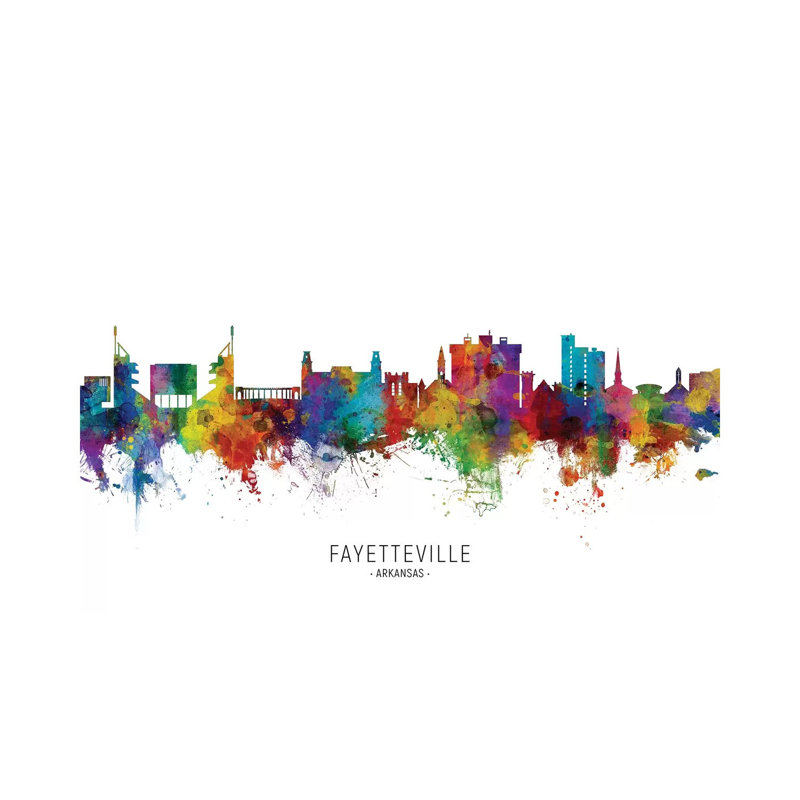 «Fayetteville Arkansas Skyline» par Michael Tompsett, impression sur toile tendue, H 12 po x l 18 po x 1,5 po
