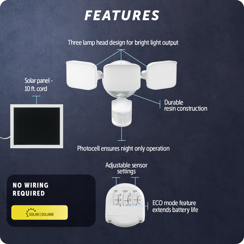 LED Solar Power Outdoor Security Flood Light with Motion Sensor