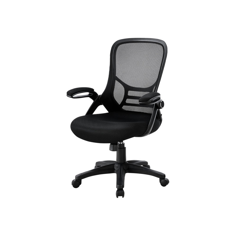 Chaise de bureau ergonomique avec filet noir, hauteur réglable, fonction d'inclinaison, pivotement à 360 degrés, rabattable pour l'espace de travail
