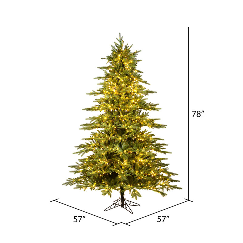 Vickerman 6.5'' X 57" Kamas Fraser Fir Artificial Christmas Tree Featuring 1200 Warm White Low Voltage 3MM LED Lights, 2775 PE/PVC Tips