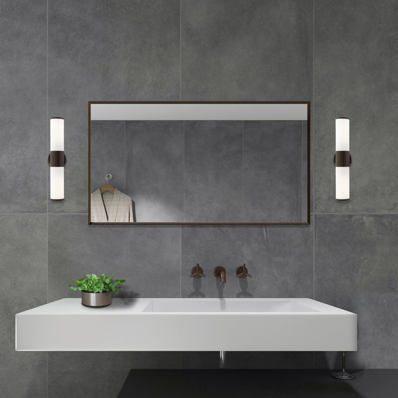 Bronze Opal Glass 2-Light Outdoor Vanity Sconce