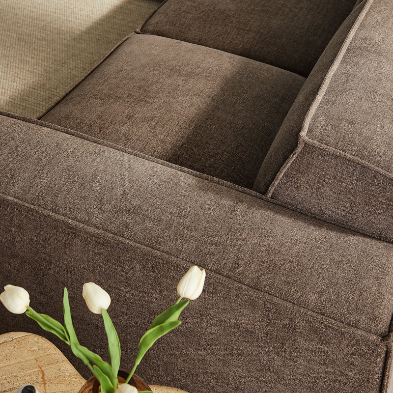 Canapé modulaire rembourré en forme de L 5 pièces Restore, Tissu moka