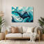 Art mural bleu en métal Coastal Manta Ray Glide-1163448563