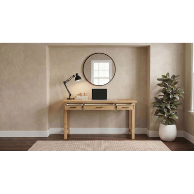Vontray 55-inch 3-drawer Writing Desk with Power Outlet Light Ash