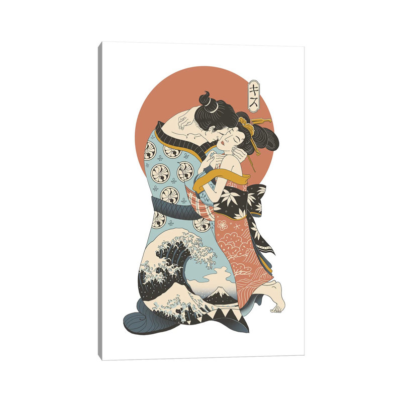 The Kiss Ukiyo-E by Vincent Trinidad - Print on Canvas, Wrapped Canvas, 66.04 cm H x 45.72 cm W x 1.91 cm D