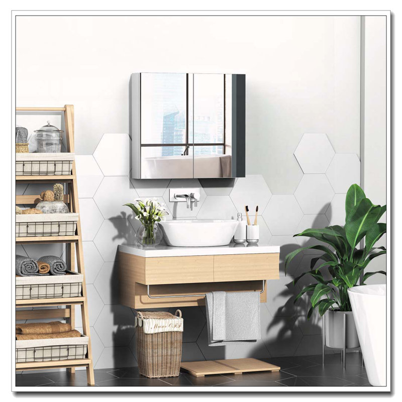 Armoire de salle de bain à miroir avec cadre en acier