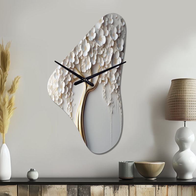 Horloge murale florale blanche en forme d'orchidée blanche, Grand