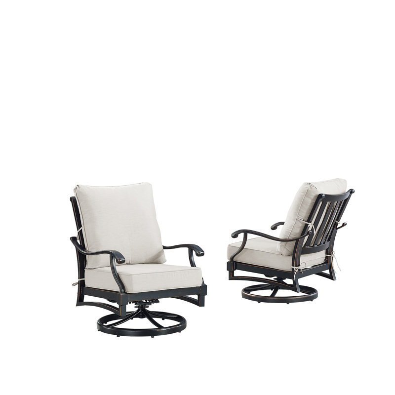Clarissa Swivel Aluminum Outdoor Lounge Chair, Light Gray